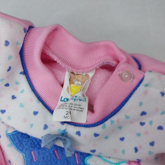 Vintage 80/90s Lovespun 24 Months Sweat Shirt Pant Outfit bunny rabbits Pink - Picture 4 of 10